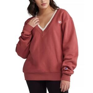 Champion Women's Reverse Weave Ribbed V-Neck Pullover Sweatshirts Size L NWT